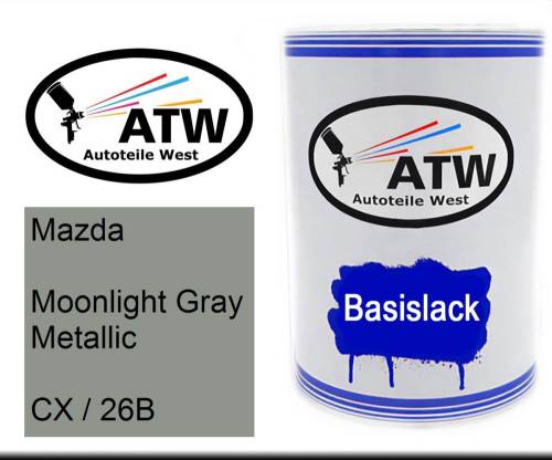 Mazda, Moonlight Gray Metallic, CX / 26B: 500ml Lackdose, von ATW Autoteile West.